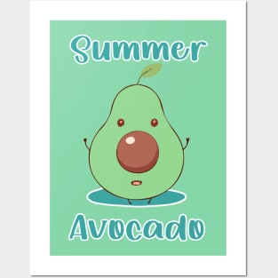 Summer Avocado Kawaii Style Cute Vegan Fresh Healthy Food T-shirt Posters and Art